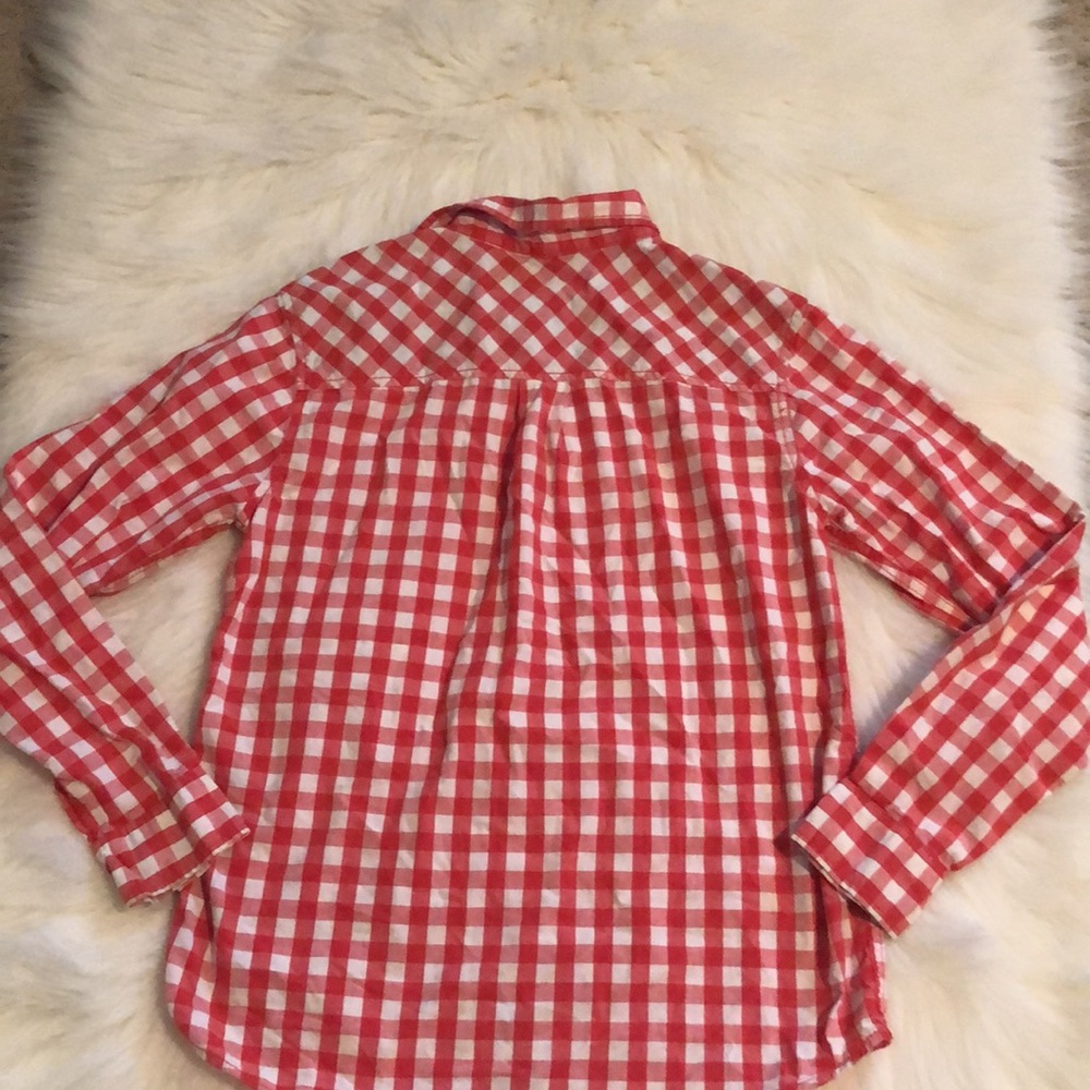 Boys casual long sleeve button down red and white checked shirt - Picture 5 of 6